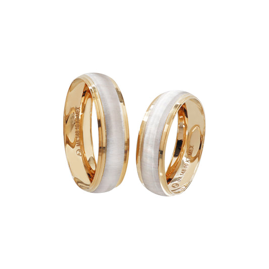 Anillos de matrimonio en oro de 10k Esmerilado 2 colores