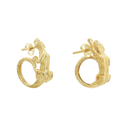 Aretes Jaguar oro 14k con diamantes