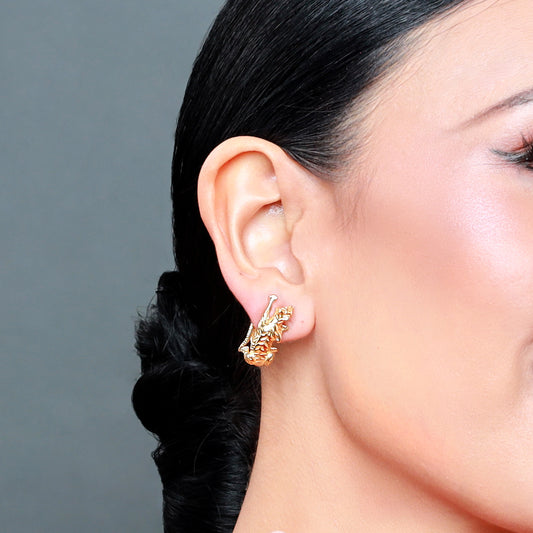 Aretes Tigre oro 14k con diamantes