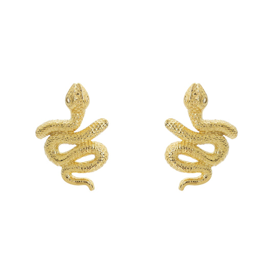 Aretes Serpiente oro 14k con diamantes