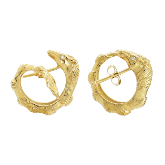 Aretes Caballo oro 14k con diamantes
