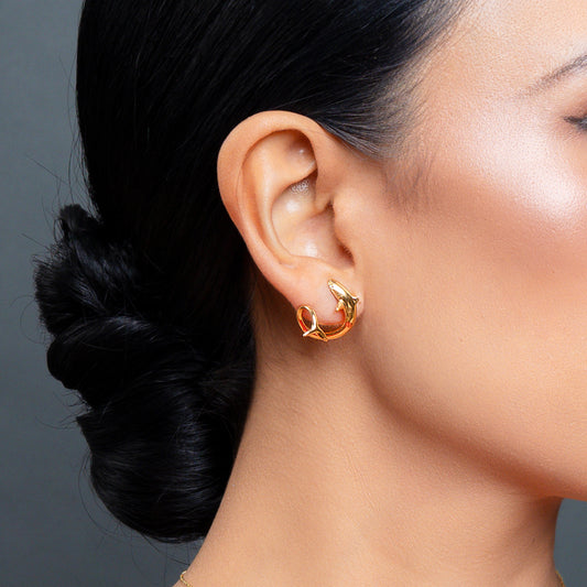 Aretes Tiburón oro 14k con diamantes