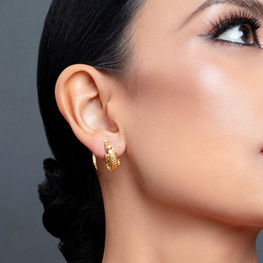 Aretes Cocodrilo oro 14k con diamantes