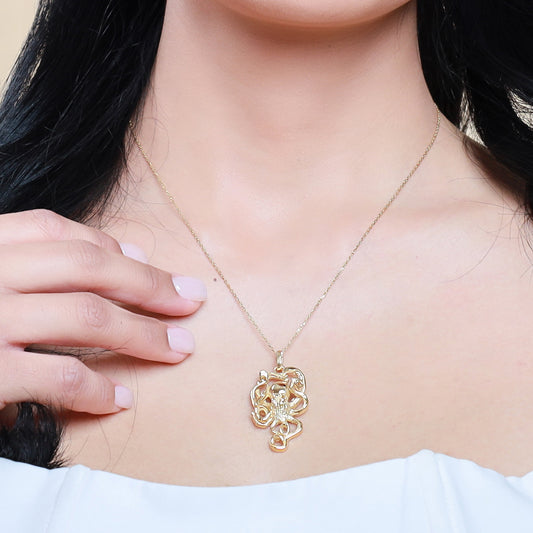 Dije Pulpo oro 14k con diamantes Incluye cadena