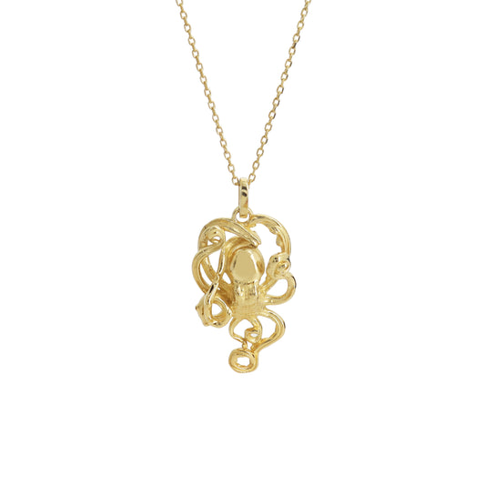 Dije Pulpo oro 14k con diamantes Incluye cadena
