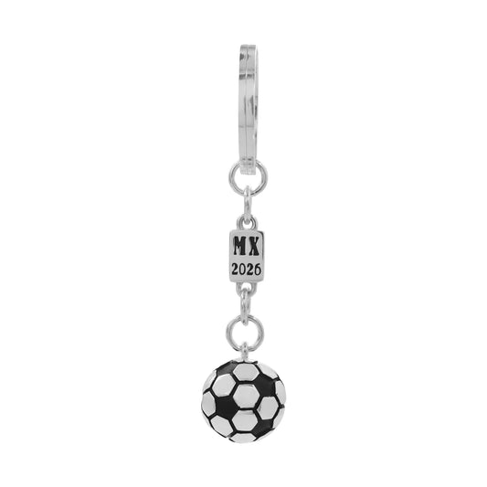 Llavero balón negro en plata de ley .925