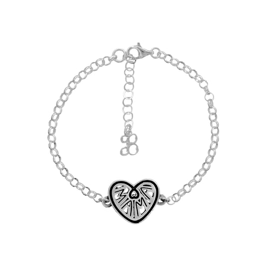 Pulsera mamá en plata de ley