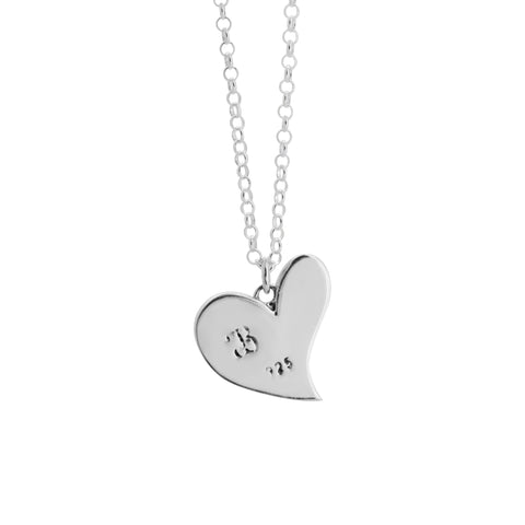 Collar corazón dispar blanco en plata de ley