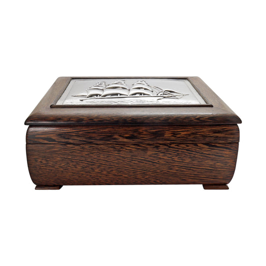 Caja para puros de madera con detalles en plata .999