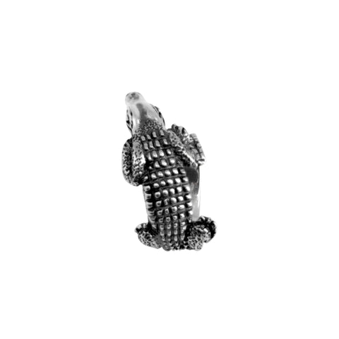Anillo diseño de cocodrilo acabado oxidado Plata .925