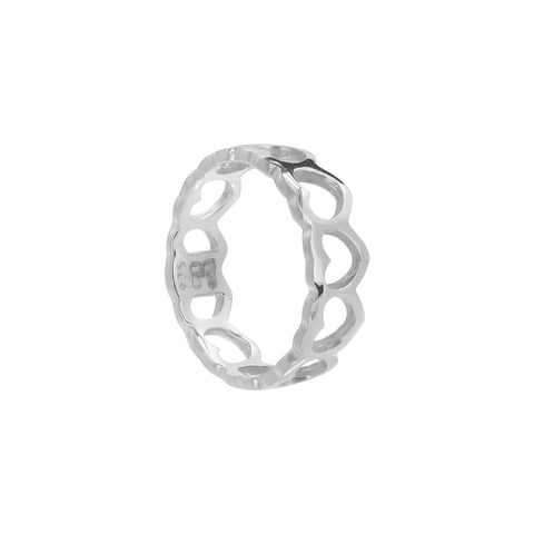 Anillo corazones en plata de ley