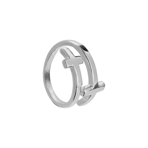 Anillo ajustable con cruces en plata .925