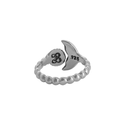 Anillo cola de sirena con concha acabado oxidado en plata