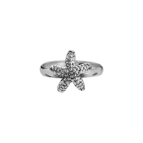 Anillo estrella de mar en plata de ley con terminado vintage
