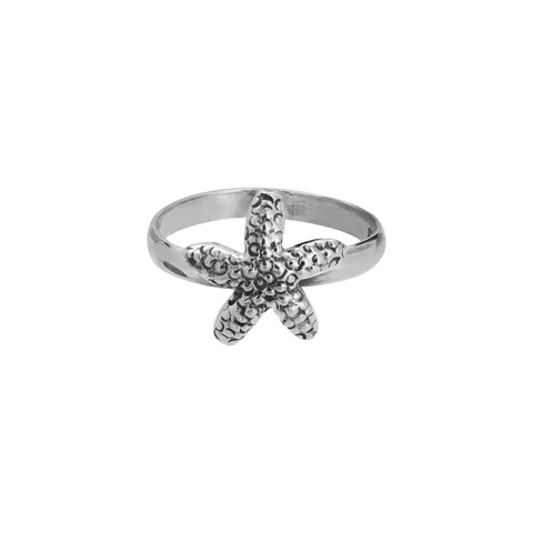 Anillo estrella de mar en plata de ley con terminado vintage