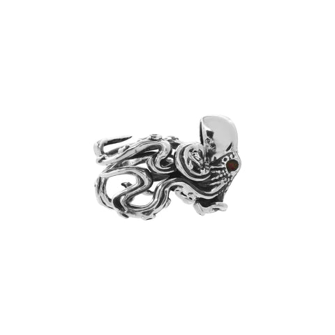 Anillo pulpo mini oxidado en plata de ley