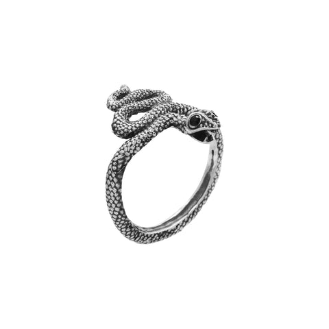 Anillo serpiente mini oxidado en plata de ley