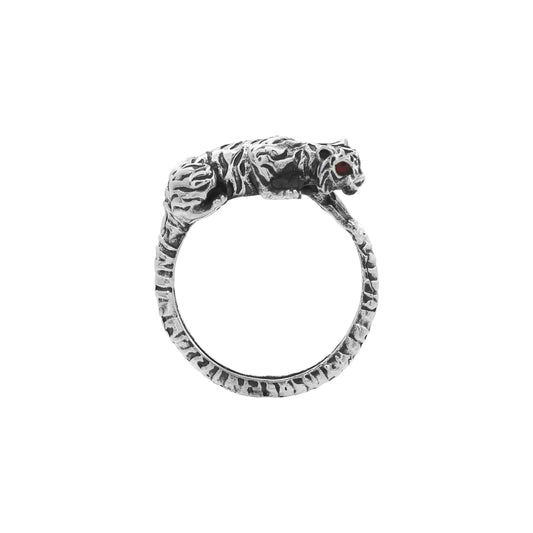 Anillo tigre mini oxidado en plata de ley