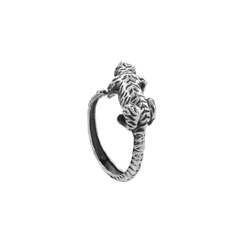 Anillo tigre mini oxidado en plata de ley