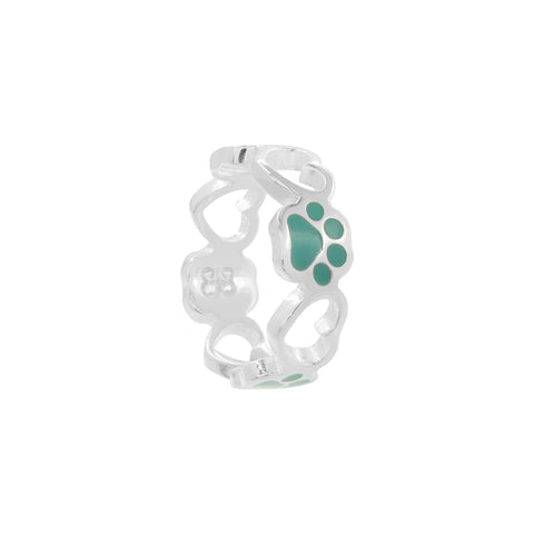 Anillo de corazón y huella azul en plata de ley .925