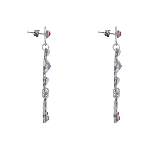 Aretes de flor en plata de ley con piedras naturales