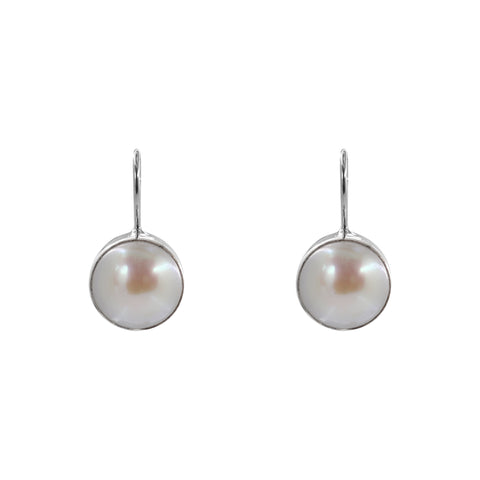 Aretes colgantes en plata de ley con perla
