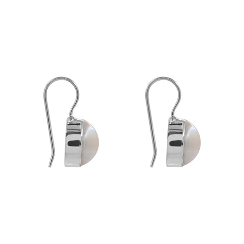 Aretes colgantes en plata de ley con perla