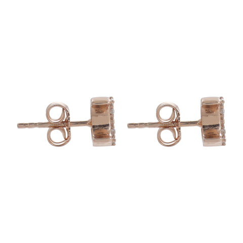 Aretes media luna en plata con baño de oro rosa 18K con zirconia