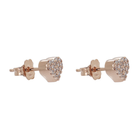 Aretes corazón en plata con baño de oro rosa 18K con zirconia