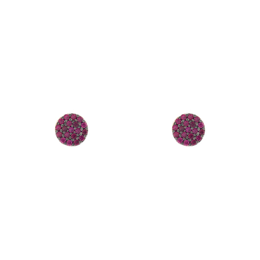Aretes círculo en plata con baño de oro rosa 18K con zirconia violeta