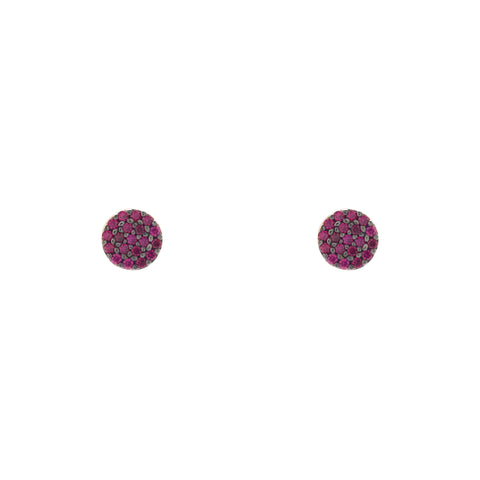 Aretes círculo en plata con baño de oro rosa 18K con zirconia violeta