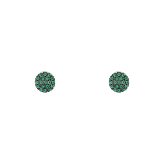 Aretes círculo en plata con baño de oro rosa 18K con zirconia verde
