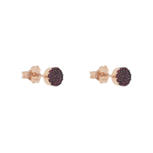 Aretes círculo en plata con baño de oro rosa 18K con zirconia violeta