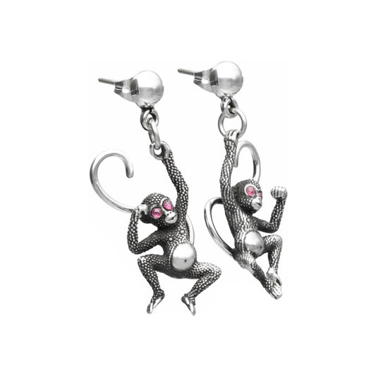 Aretes diseño de chango en plata de ley con piedra natural