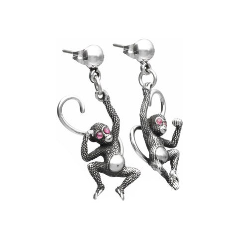 Aretes diseño de chango en plata de ley con piedra natural