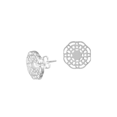 Aretes mándala flor plata .925
