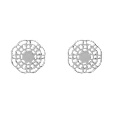 Aretes mándala flor plata .925
