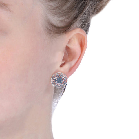 Aretes mándala flor plata .925