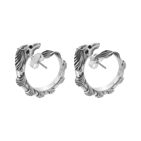 Aretes diseño de Caballo plata .925 con piedra natural