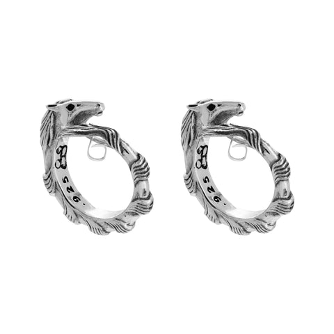 Aretes diseño de Caballo plata .925 con piedra natural