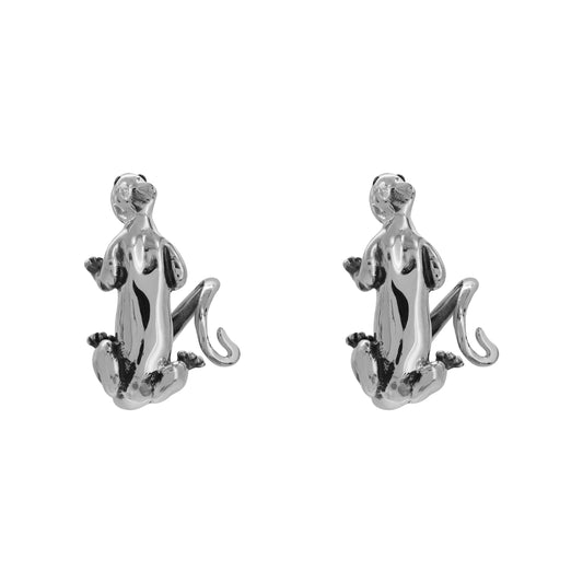 Aretes diseño de Puma plata .925 con piedra natural
