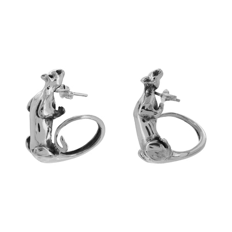 Aretes diseño de Puma plata .925 con piedra natural