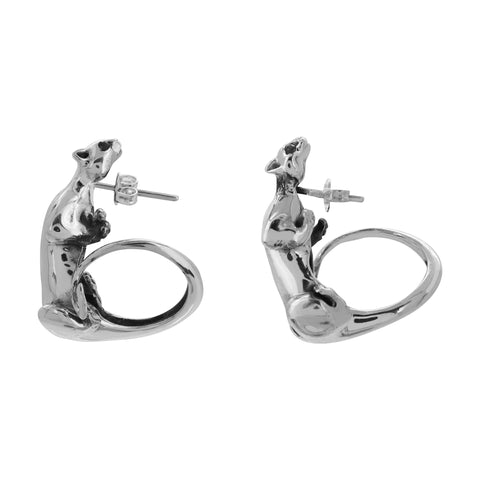 Aretes diseño de Puma plata .925 con piedra natural