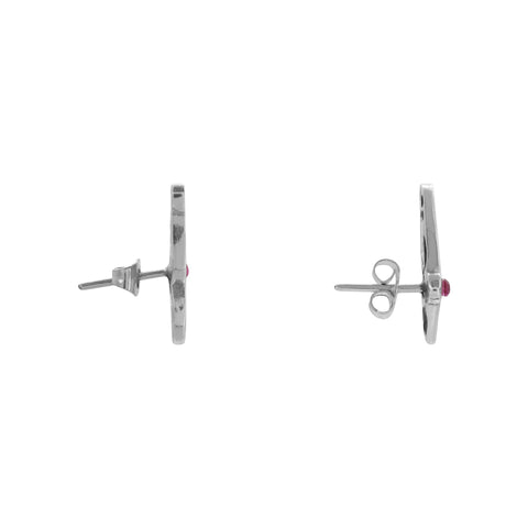 Aretes mariposa en plata .925 con rubí