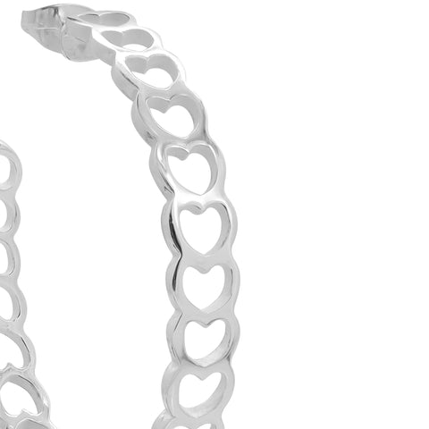 Arracadas de corazón en plata fina de ley