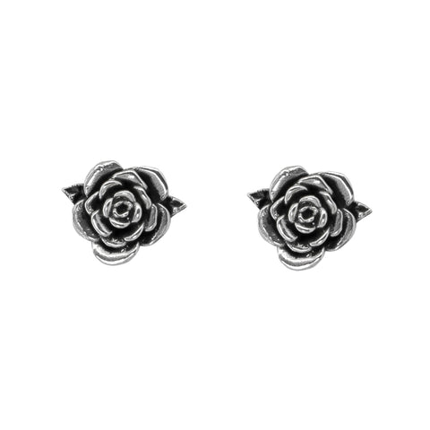Aretes de rosas con terminado vintage en plata de ley