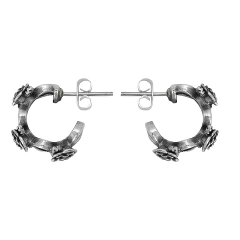 Arracadas de rosas acabado oxidado en plata .925