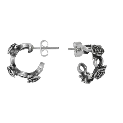 Arracadas de rosas acabado oxidado en plata .925