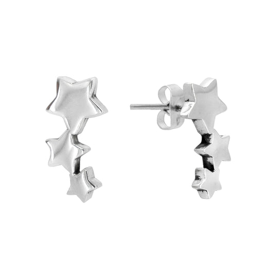 Aretes de estrella acabado liso en plata .925