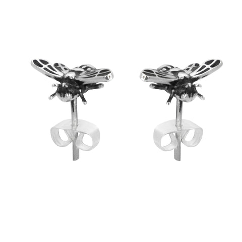 Aretes de abeja acabado oxidado en plata .925